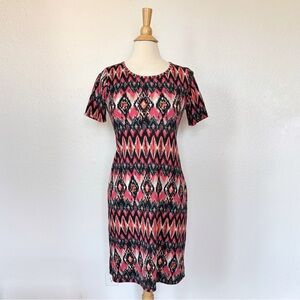 Abstract Tribal Patterned Short Sleeve Dress